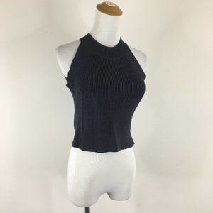 WILFRED Aritzia Gray/Blue'ish High Neckline Cropped Knit Sweater Top
